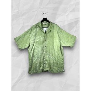 Tommy Bahama 100% Silk Shirt Tropical Palm Leaf Hawaiian Men's Size Large